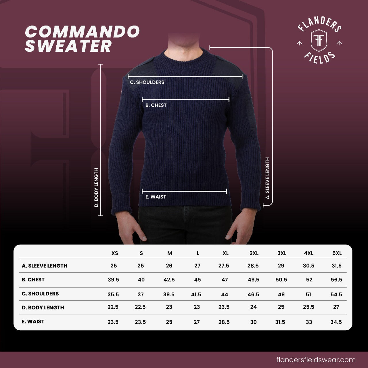 British Commando Sweater Woolly Pully Pure Merino Wool
